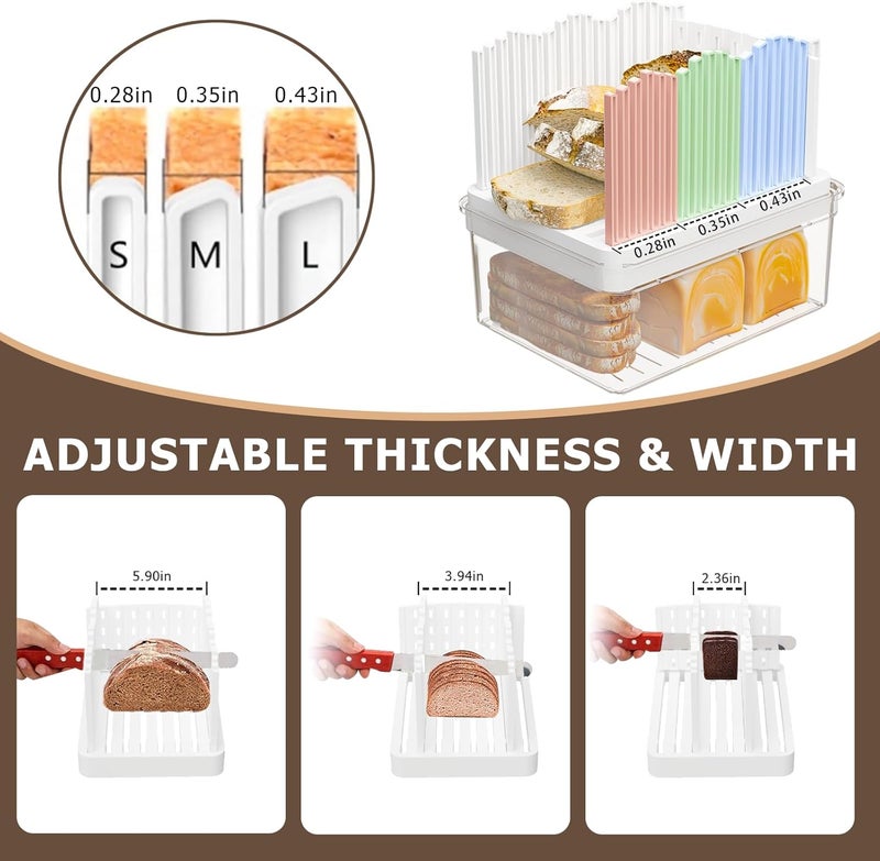 LLMRR Bread Box with Slicer, Portable Airtight Bread Storage Container with Lid Handle for Kitchen Counter, Bread Keeper for Homemade Bread,Toast, Bagel, Cookies, White - Image 5